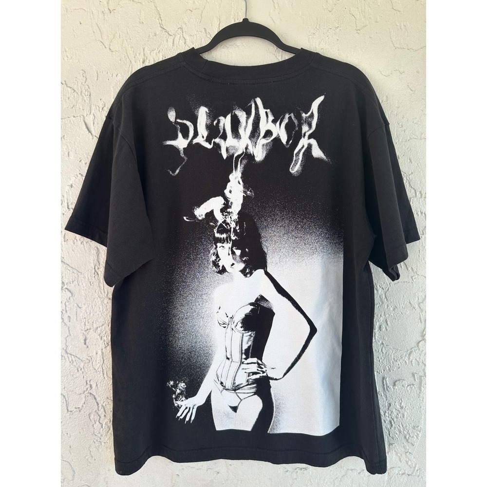Playboy by PacSun Black Graphic T-Shirt Pinup Back Print Men Medium